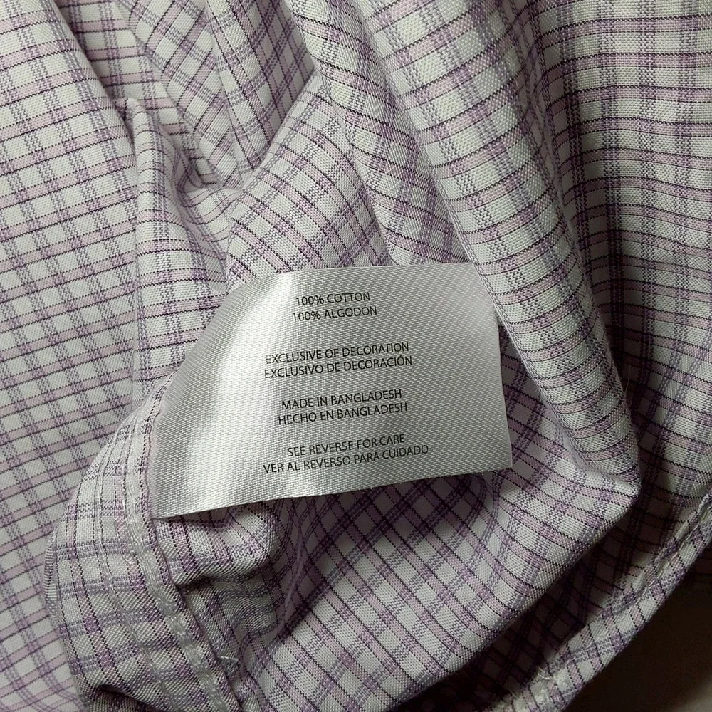 Banana Republic Shirt Men's 2XL Purple &‎ White  Check Long Sleeve Button Down